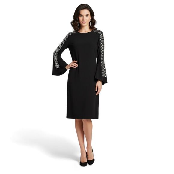 MSK Dresses & Skirts - MSK Bell Sleeves Black Dress